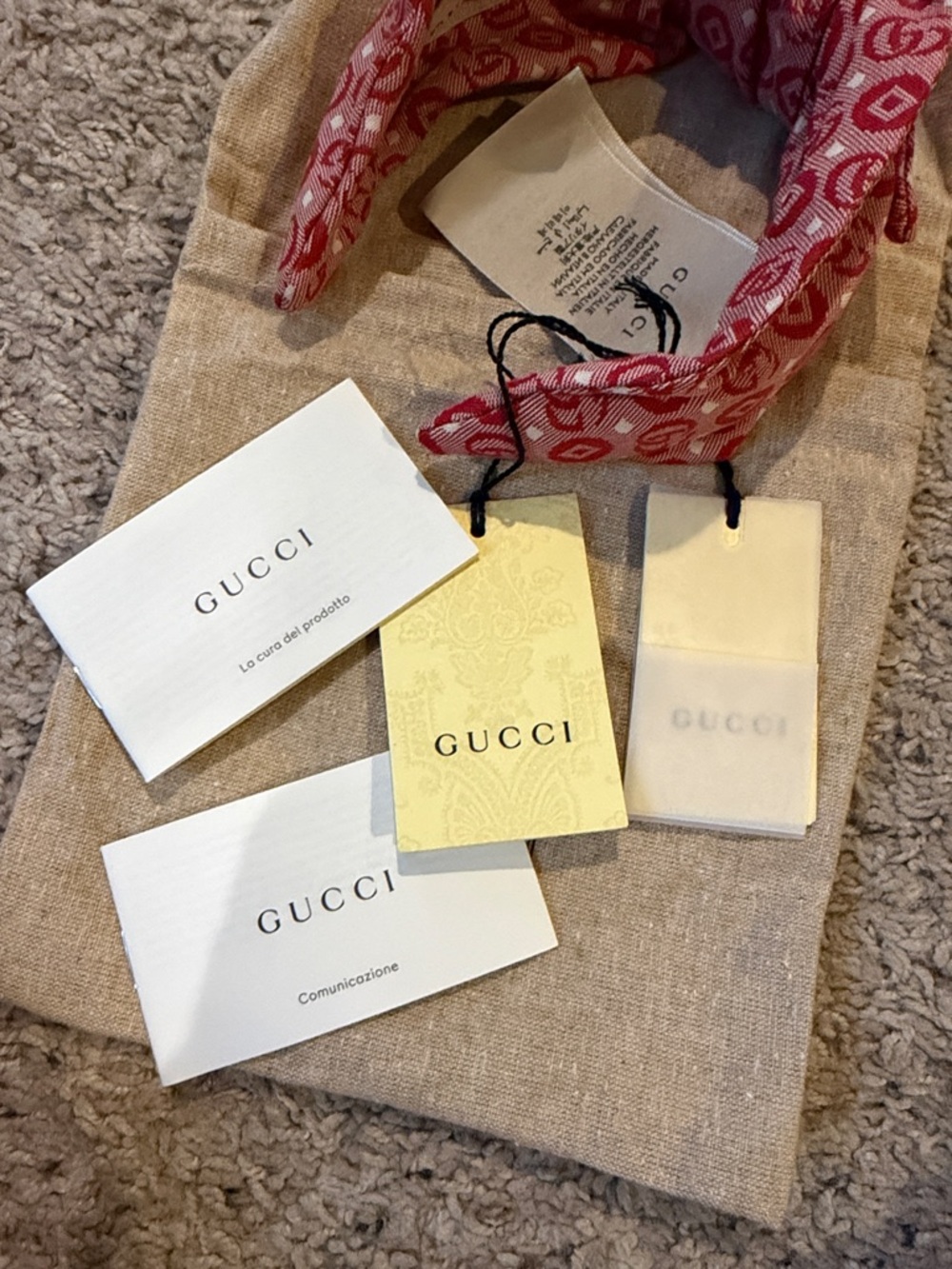 NWT Gucci Red Canvas GG Logo Knotted Headband - Picture 4 of 4